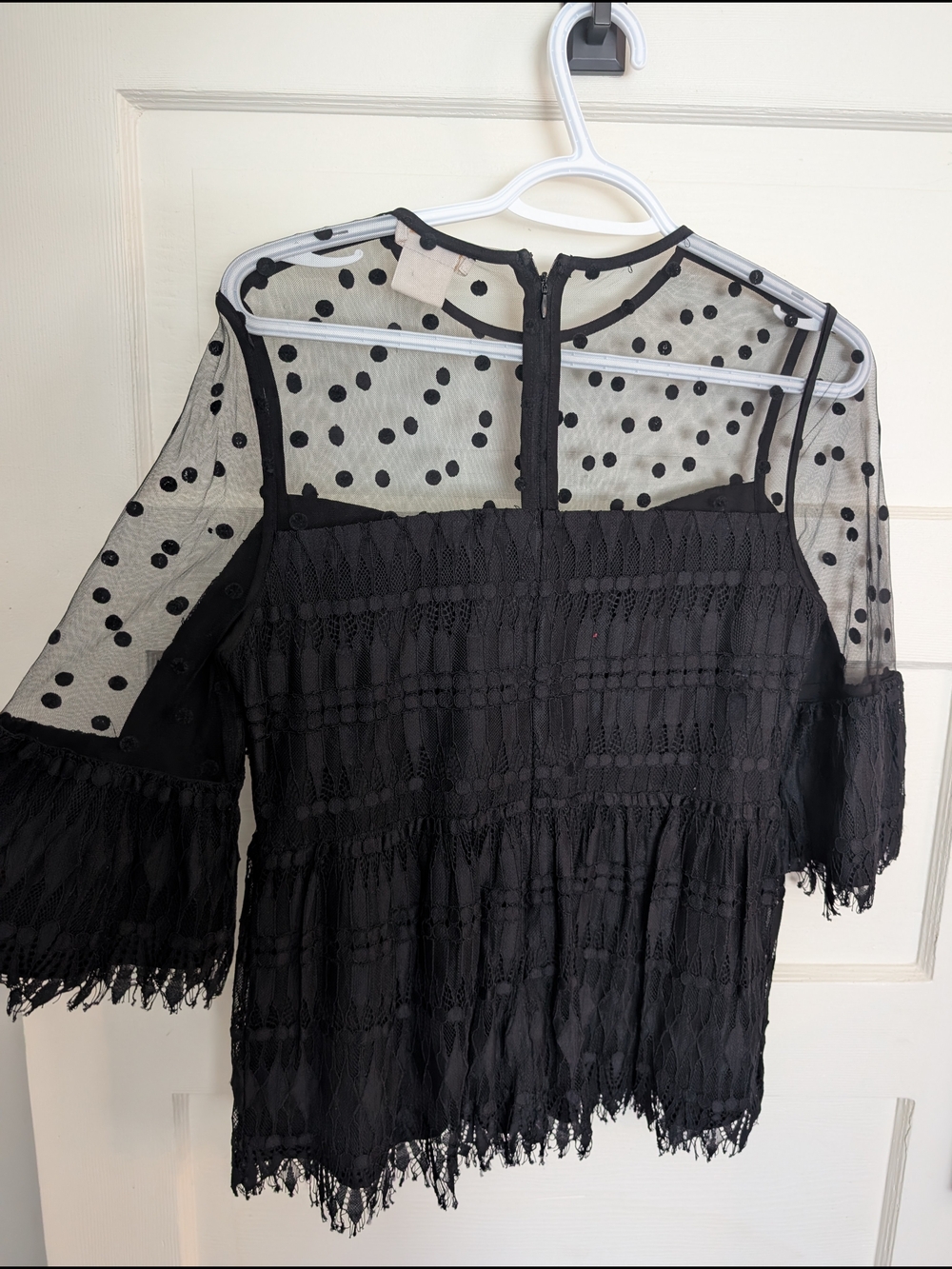 Foxiedox Black Polka Dot Lace Blouse